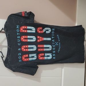 Good Guys Hot Rod T Shirt Rod & Custom Deep V Neck Bling Women's S EUC